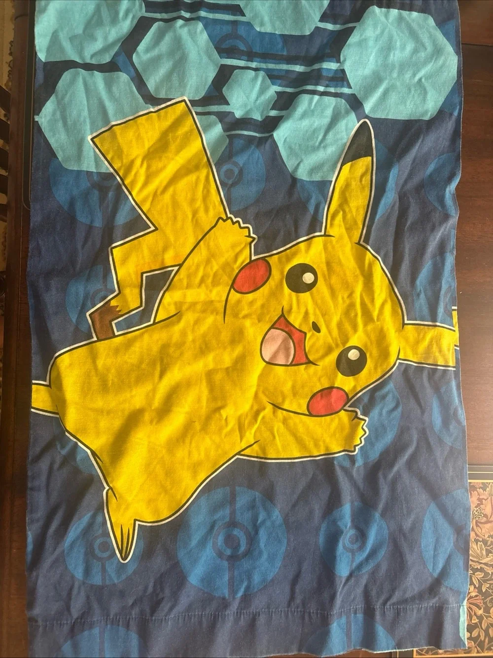 Pikachu Graphic Pillow Case - Yellow & Blue